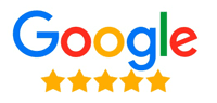 Google 5 Star A google logo with five stars in front of it.
