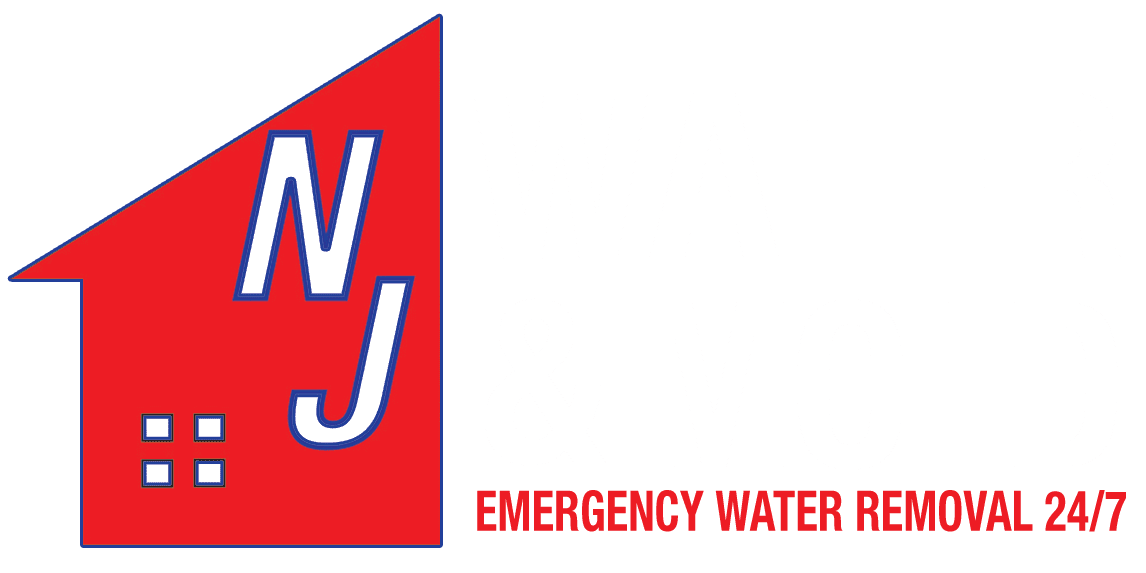 NJWATER Logo - white A red and white logo for water & more.